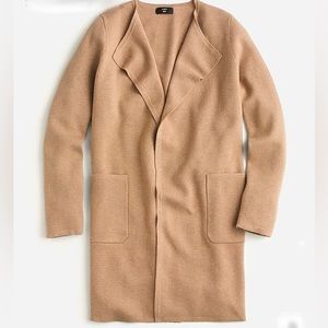Beige J Crew Juliette collarless sweater-blazer